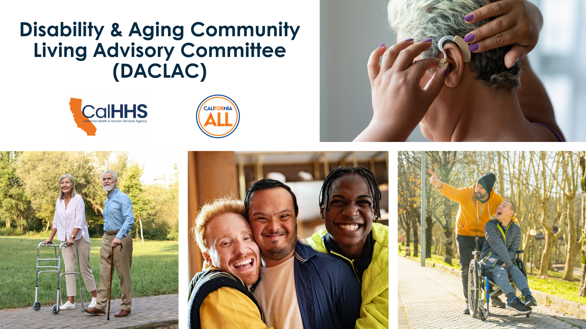 A collage of images featuring individuals of various ages, ethnicities, and abilities